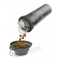 Snack-Duo with Companion Cup Пляшка подвійна прозора під рідину та корм зі складною мискою
